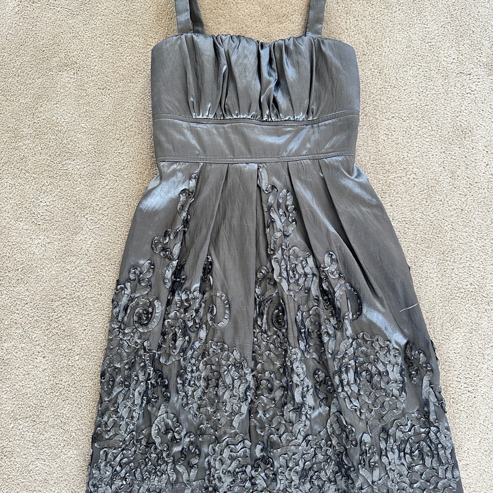 R & M Richards Gray Embellished Cocktail Dress